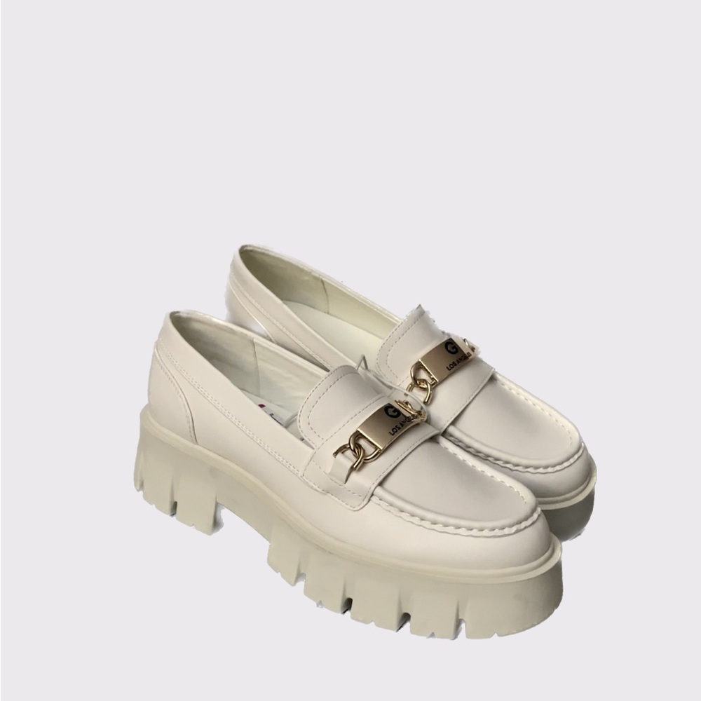 GBG Los Angeles White Platform Slip On Chunky Loafers - Picture 2 of 4